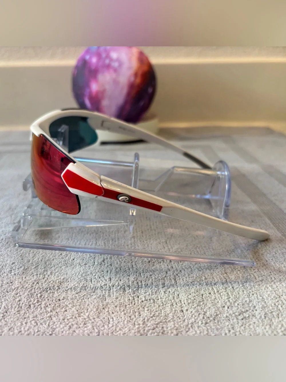 Rawlings White Frame Sunglasses with Pink-Red Mirrored Lenses